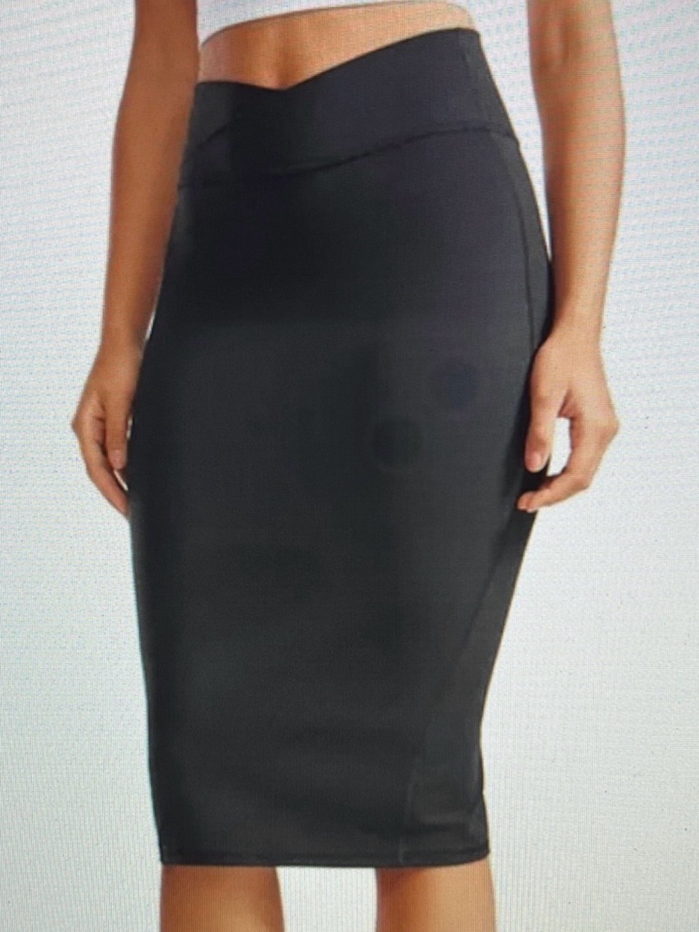 CRZ YOGA Black High-Rise Pencil Skirt V waistband rear slit